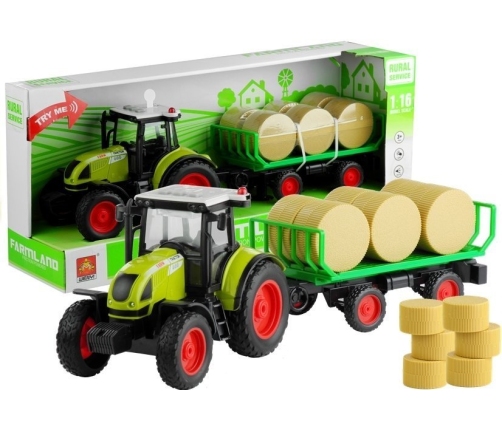 Tractor With Trailer With Hay Sound & Light Effects 37,5 cm