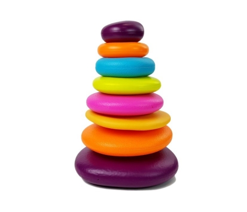 A pyramid of colorful hoops for a baby