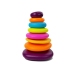 A pyramid of colorful hoops for a baby