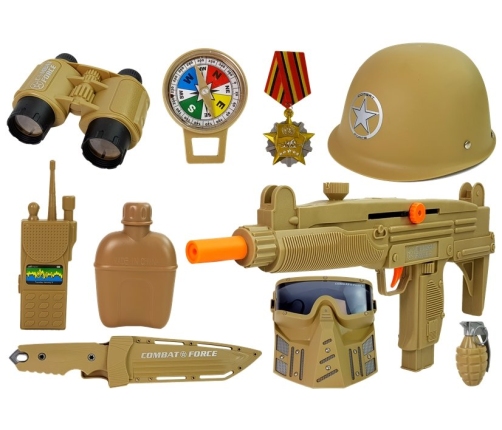 Military Set Guns with Mask Helmet Grenade Sound