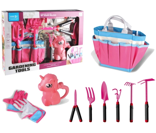 Garden Kit Bag Tools Gloves Rakes Pink Unicorn