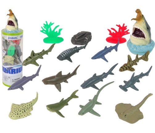 Set Marine Animals Sharks Figures 12pcs. Accessories in tube