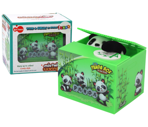 Panda Piggy Bank Learning to Save Teddy Bear Green Box