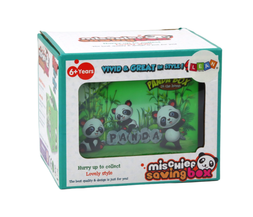 Panda Piggy Bank Learning to Save Teddy Bear Green Box