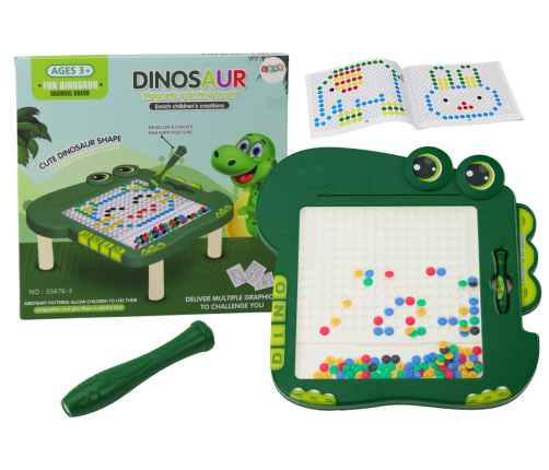 Educational Magnetic Board Dinosaur Pad Puzzle Green Beads