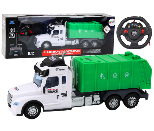 Remote Controlled RC Garbage Truck Green Lights Sounds