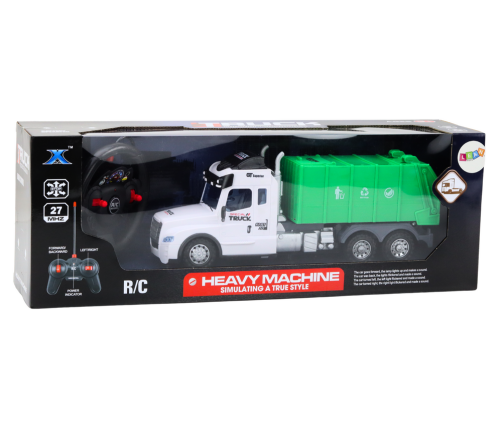 Remote Controlled RC Garbage Truck Green Lights Sounds