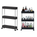 Multifunctional Mobile Shelf 3 Shelves on Wheels Black