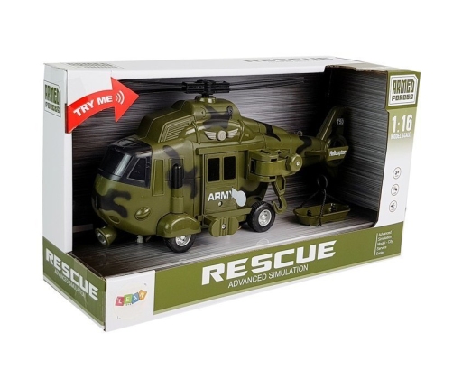 Military Rescue Helicopter 1:16 Hook Sound Light