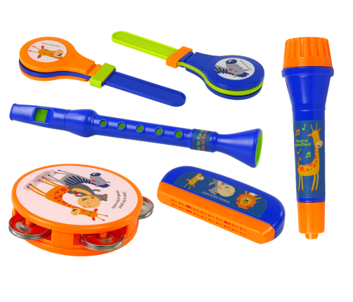 Musical instruments Set Drum Tambourine Flute Flute Harmonica Animals