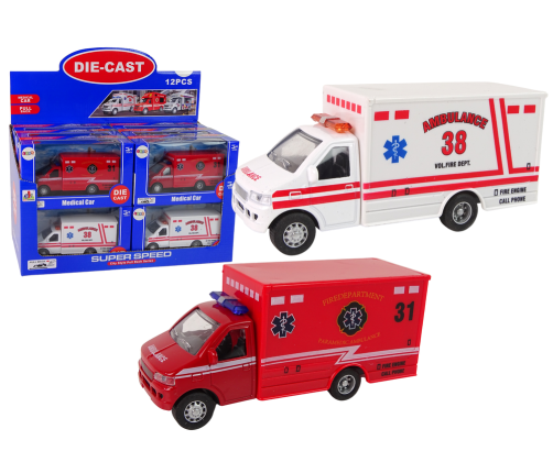 Ambulance Rescue Vehicle Friction Drive 2 Colours