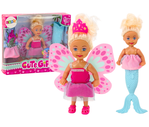 2in1 Mini Doll Mermaid Fairy Tail Wings