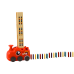 Red Dinosaur Battery Operated Car Arranging Colorful Dominoes 4 Colors of Blocks