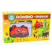 Red Dinosaur Battery Operated Car Arranging Colorful Dominoes 4 Colors of Blocks