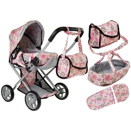 Alice Doll Pram Carrier Bag Pink in Flowers