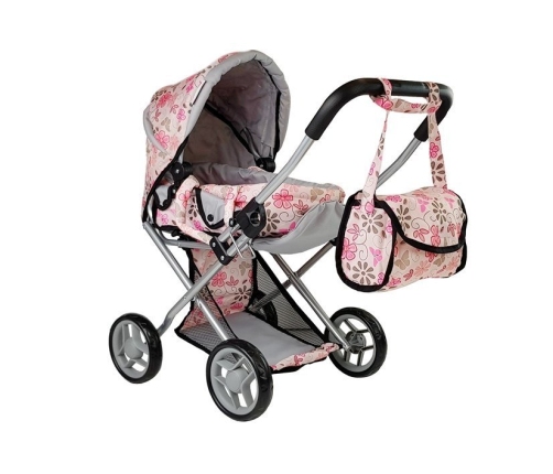 Alice Doll Pram Carrier Bag Pink in Flowers