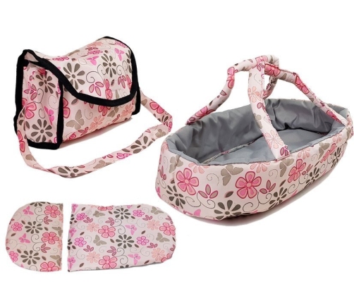 Alice Doll Pram Carrier Bag Pink in Flowers