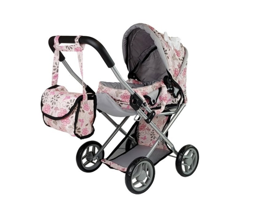 Alice Doll Pram Carrier Bag Pink in Flowers