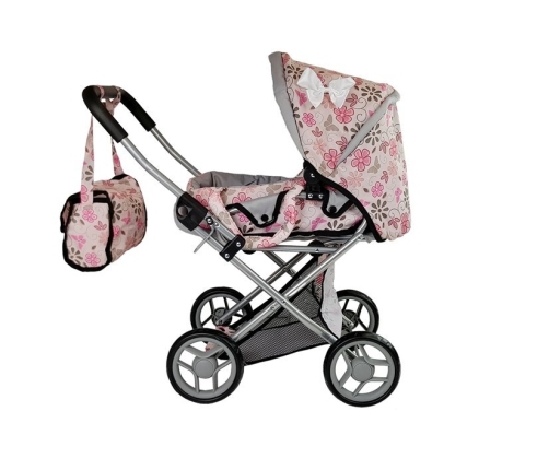 Alice Doll Pram Carrier Bag Pink in Flowers