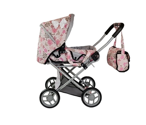 Alice Doll Pram Carrier Bag Pink in Flowers