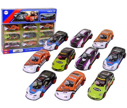 Resorak Cars Set 1:55 Metal Sports 10pcs.