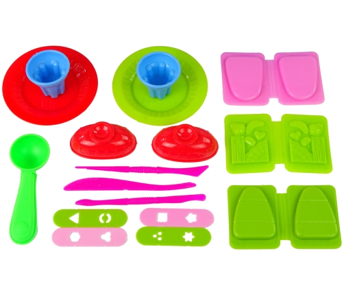 Magic Kinetic Sand + accessories for creating desserts  3 colours of sand