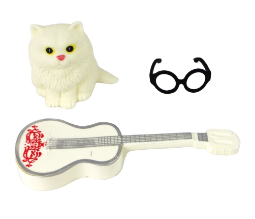 Children's Doll Emily with Guitar Glasses Long Blonde Hair Kitten