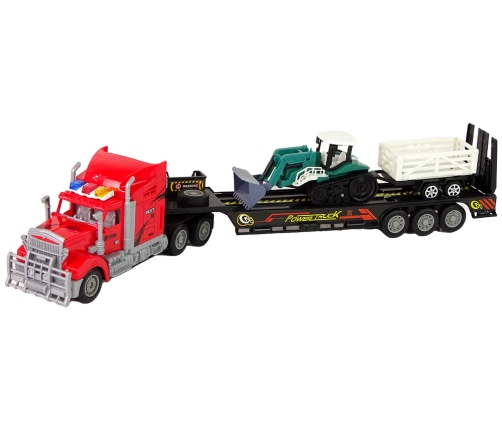 Set of Vehicles Red Truck 60 cm + Excavator with Trailer  Remote-controlled R/C