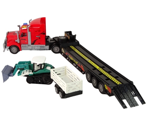 Set of Vehicles Red Truck 60 cm + Excavator with Trailer  Remote-controlled R/C