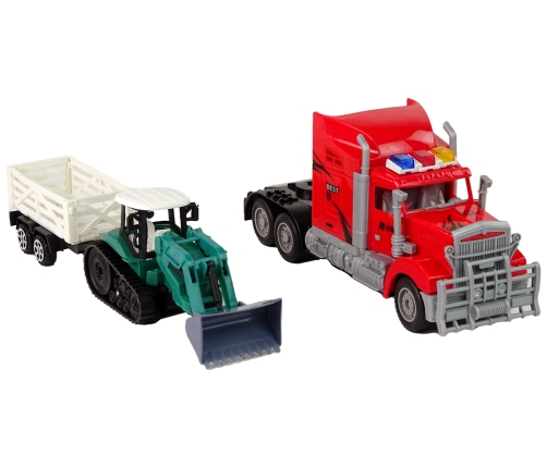 Set of Vehicles Red Truck 60 cm + Excavator with Trailer  Remote-controlled R/C