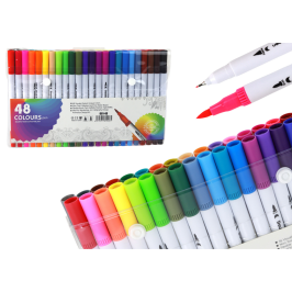 Set of 48 double-sided markers in various colors in an organizer