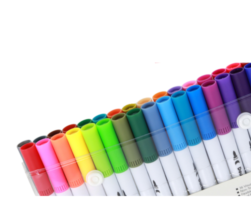 Set of 48 double-sided markers in various colors in an organizer