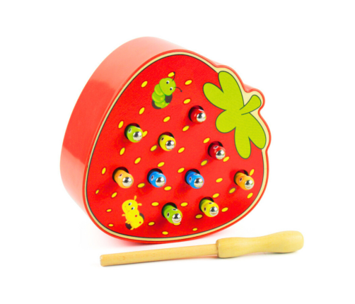 Wooden Skill Game Catch the Bug Strawberry Red