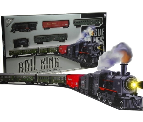 Rail King Train Set Smoke Realistic Toy Locomotive