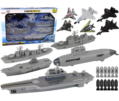 Naval Gunboat Set Submarine Jets Aircraft Carriers Bombshells