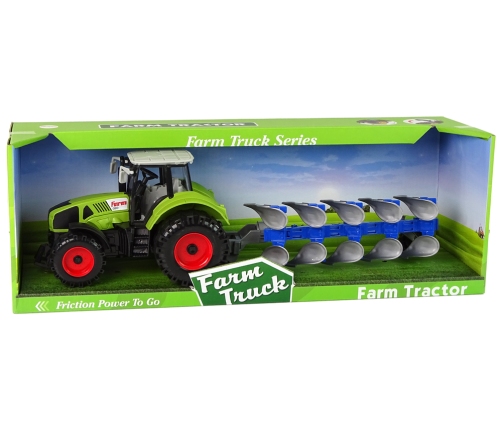 Tractor With Friction Drive Green Plow