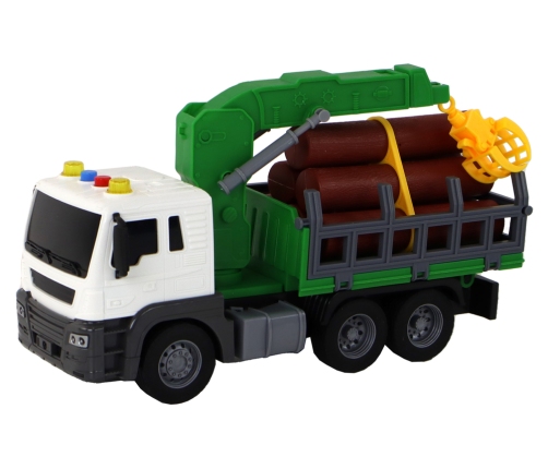 Truck With Crane Friction Drive Sounds Green Wood 1:16