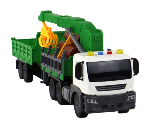 Truck With Crane Friction Drive Sounds Green Wood 1:16