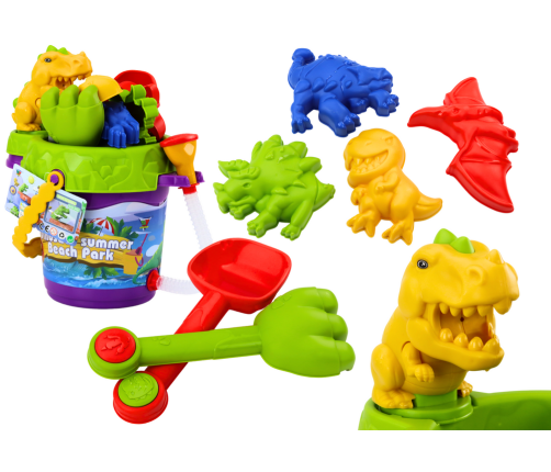 Sand Bucket Set with Shower Watering Can and Molds Dinosaurs Set