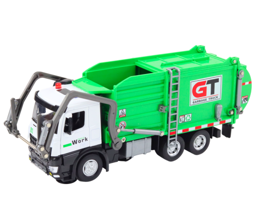 Multifunctional Green Metal Garbage Truck with Friction Drive and Colorful Baskets