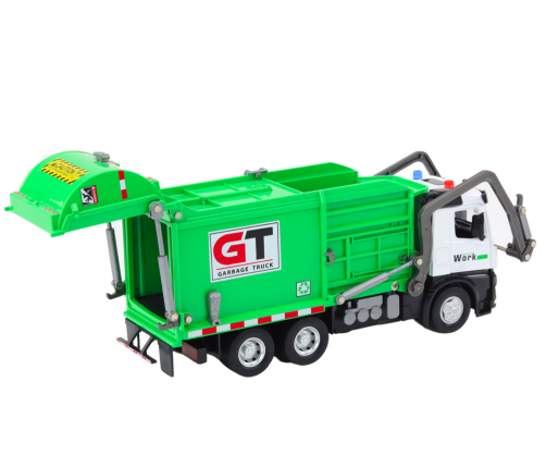 Multifunctional Green Metal Garbage Truck with Friction Drive and Colorful Baskets