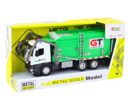 Multifunctional Green Metal Garbage Truck with Friction Drive and Colorful Baskets