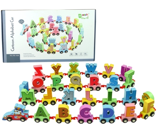 Wooden Alphabet Letter Train on Wheels Wagons