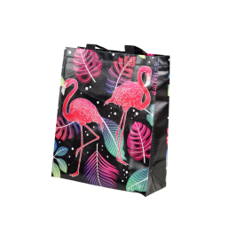 Flamingos Gift Bag Black 30.5cm x 24.5cm x 10cm