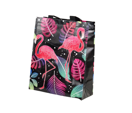 Flamingos Gift Bag Black 30.5cm x 24.5cm x 10cm