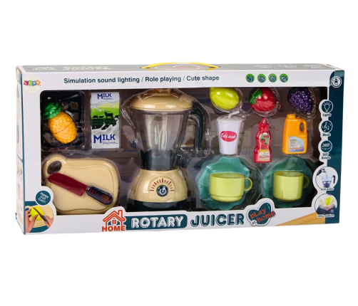 Electric Blender Set, Fruits for Slicing, Lights, and Sounds