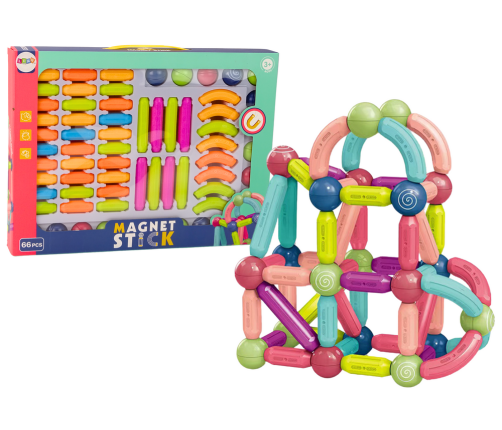 Set of Magnetic Construction Bricks 66El Colorful