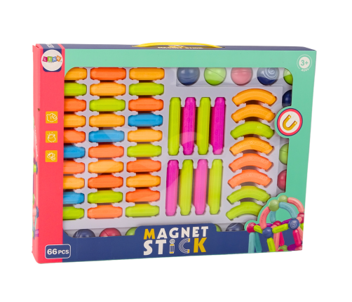 Set of Magnetic Construction Bricks 66El Colorful