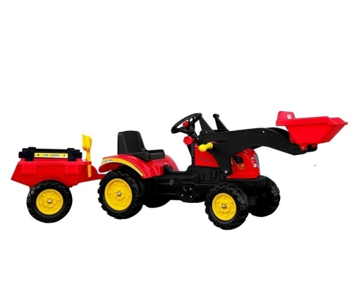 Herman tractor with trailer and bucket red 165 cm