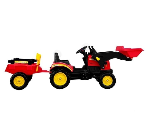 Herman tractor with trailer and bucket red 165 cm